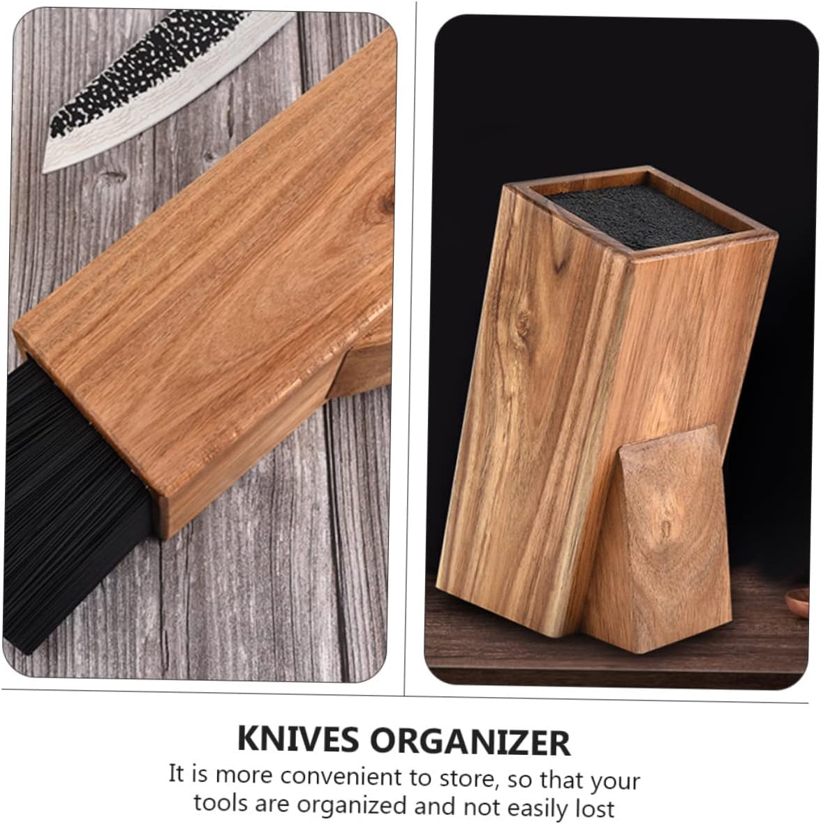 1pc Multifunctional Knives Rack Acacia Cutter Storage Holder for Kitchen Utensils Easy to Disassemble Simple Storage Tidy Design Organizer for Home and Kitchen