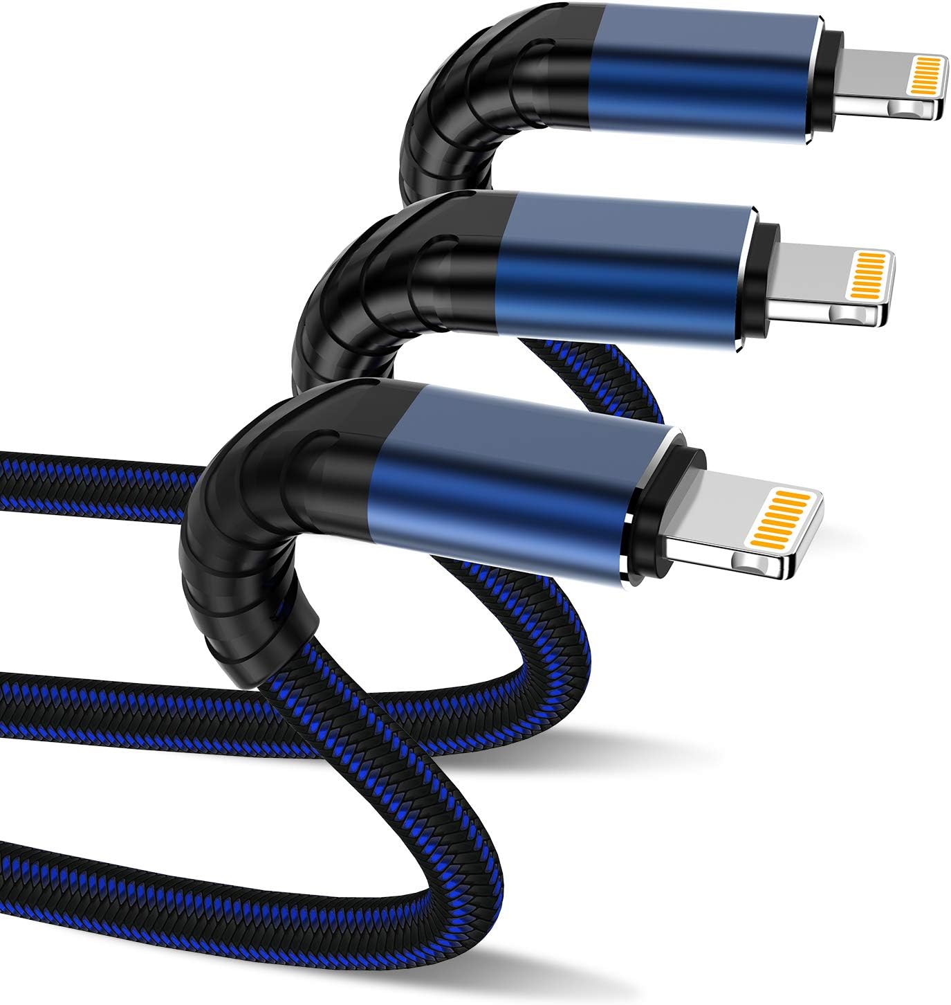 3Pack 3ft iPhone Charger, CyvenSmart 3 Foot iPhone Charging Cable, Nylon Braided Data Sync 3 Feet Lightning Charger Cable Cord for iPhone 11 Case/11 Pro / 11 Pro Max/XS/XS Max/XR/X / 8, iPad Min