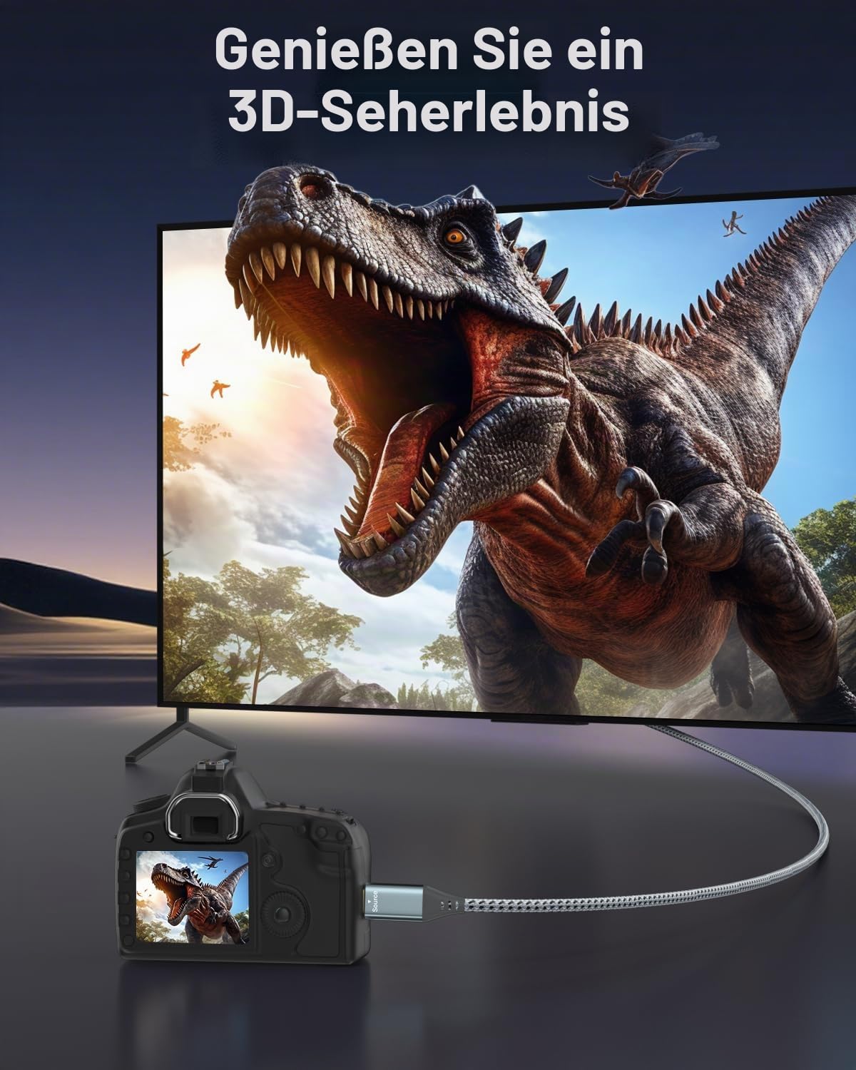 RUIZHI 4K Micro-HDMI-auf-USB-C-Kabel, 3 m, 4 K, 60 Hz und 18 Gbit/s, geflochtener Nylon-Adapter mit Aluminium-Anschlüssen für Micro-HDMI-Quelle auf USB-C-Display, MacBook/iPad Pro Mirroring (Office