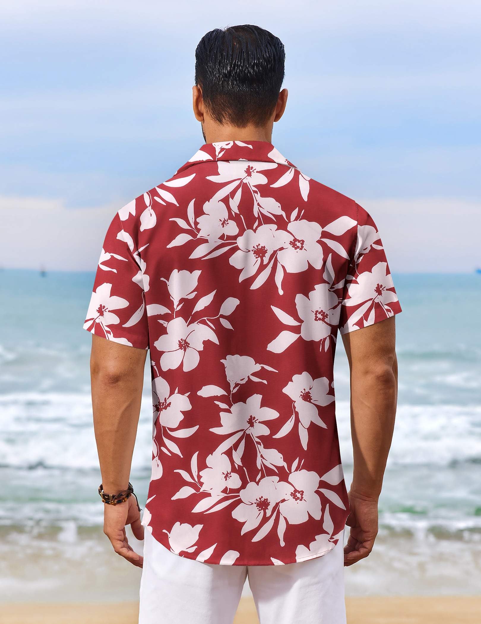 COOFANDY Chemise hawaïenne à manches courtes pour homme - Chemise d'été boutonnée pour vacances tropicales - Chemises Aloha avec poche