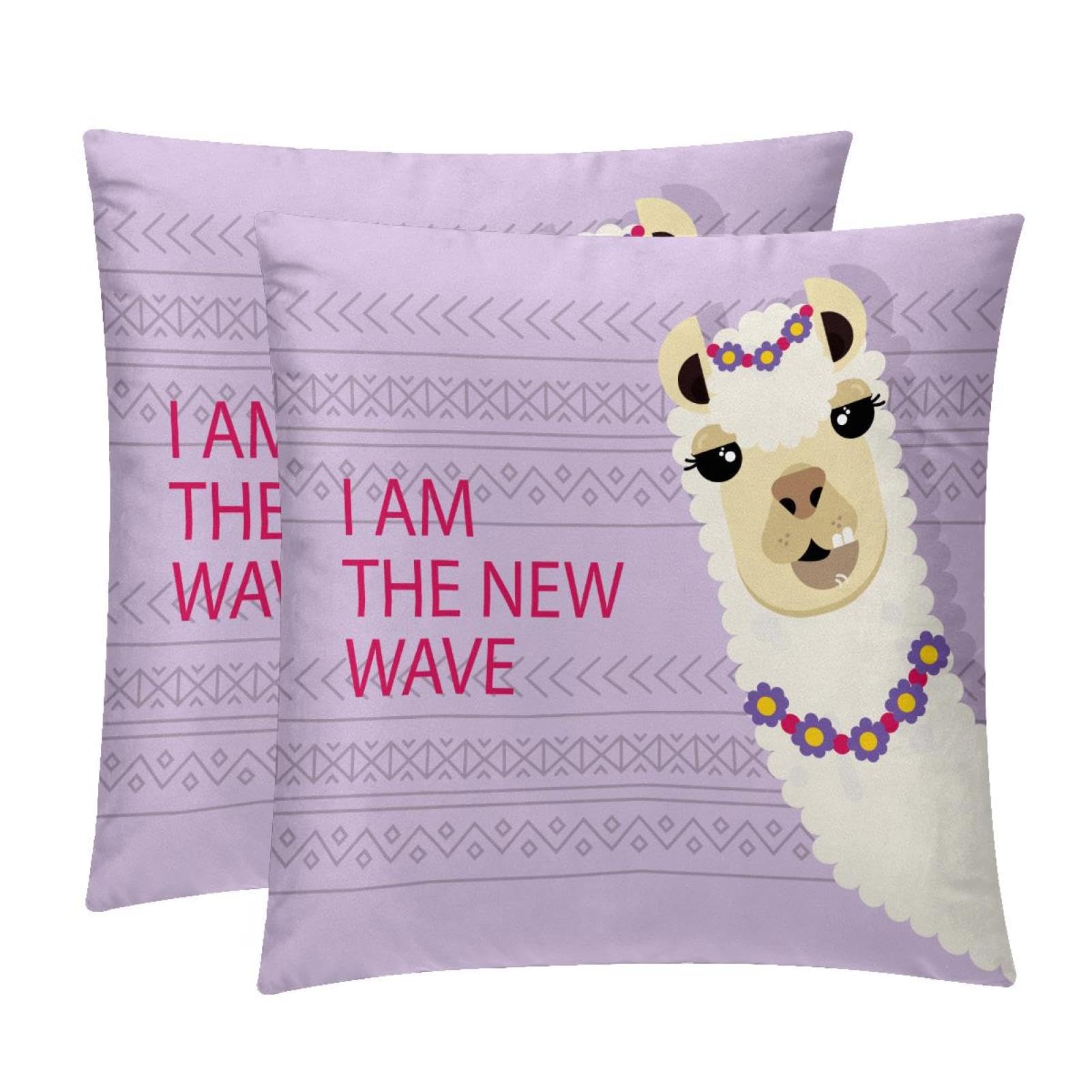 TDGKPZ Cute Alpaca Throw Pillow Cases 2 Pack Pillowcases Zipper Cushion Covers For Bedroom Living Room 50x50cm
