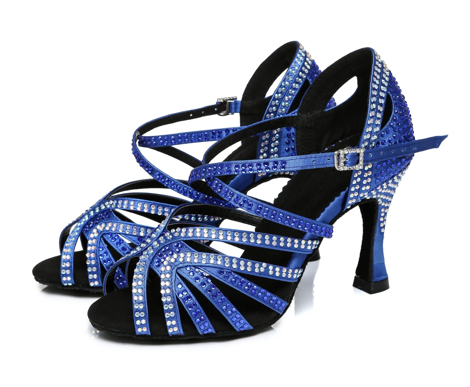 Donna Scarpe da ballo con tacco svasato Raso Strass Moderno Latino Scarpe da ballo