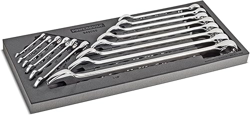 Miniatura 1 de Powerbuilt Juego de llaves combinadas, 14 llaves SAE con bandeja organizadora, caja y extremo abierto, Pro Tech Tool Series 949000