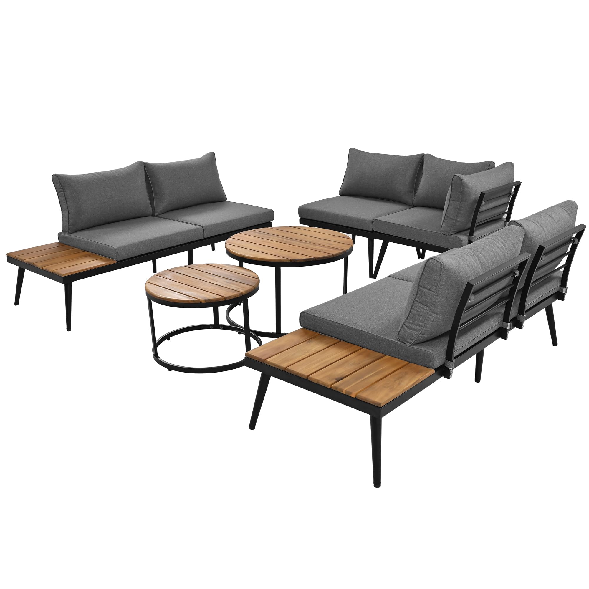 Moimhear Gartenlounge-Set für 5-6 Personen, Gartenmöbel, Essgruppe für Terrasse Balkon Garten Indoor Outdoor, Essgruppe 6-TLG, (2x2er-Sofa, 2xEinzelsessel, 2xTisch)