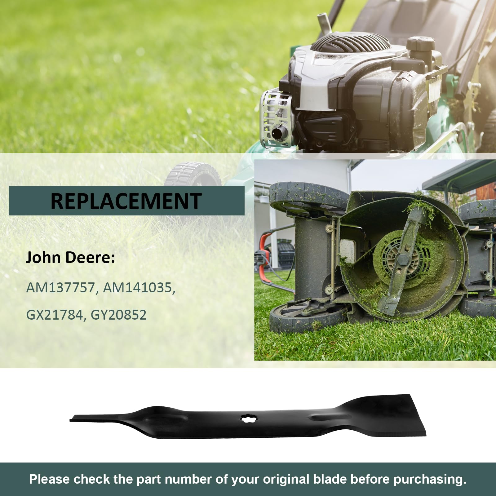 ZALANA Cuchillas de repuesto para cortacésped GY20852 GX21784 AM137757 AM141035 - Compatible con cortacésped John Deere 145 155C D140 D150 D160 LA130 LA140 E160 - Paquete de 3
