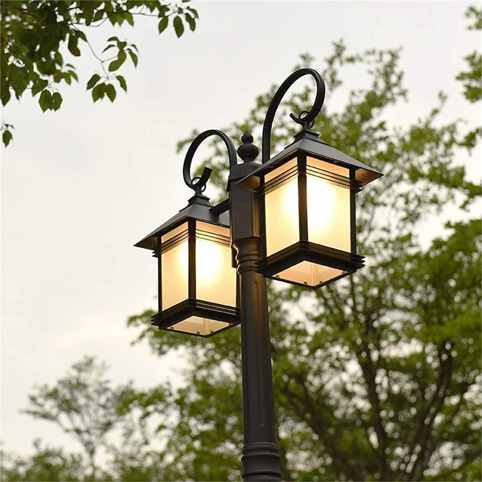 Solarne lampy słupkowe lampa zewnętrzna lampa słupkowa, zewnętrzne światła ogrodowe wysokie światła E27 światła drogowe IP65 wodoodporne wysokie lampy uliczne aluminiowa szklana lampa filarowa
