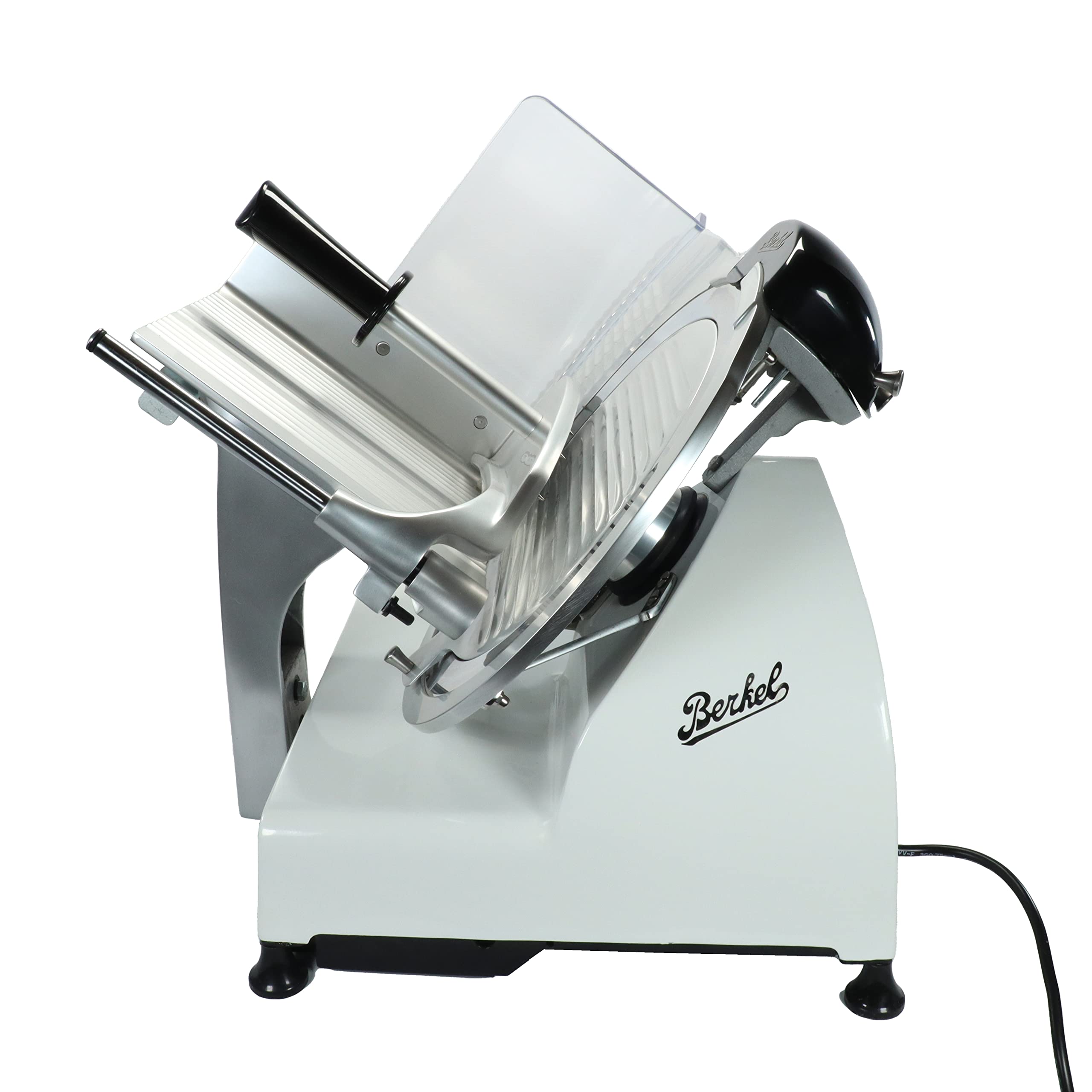 Palatina Werkstatt ® Berkel Red Line 300 | Affettatrice a gas | Diametro lama 300 mm | Bianco | Affettatrice integrata | + tagliere in legno di barile