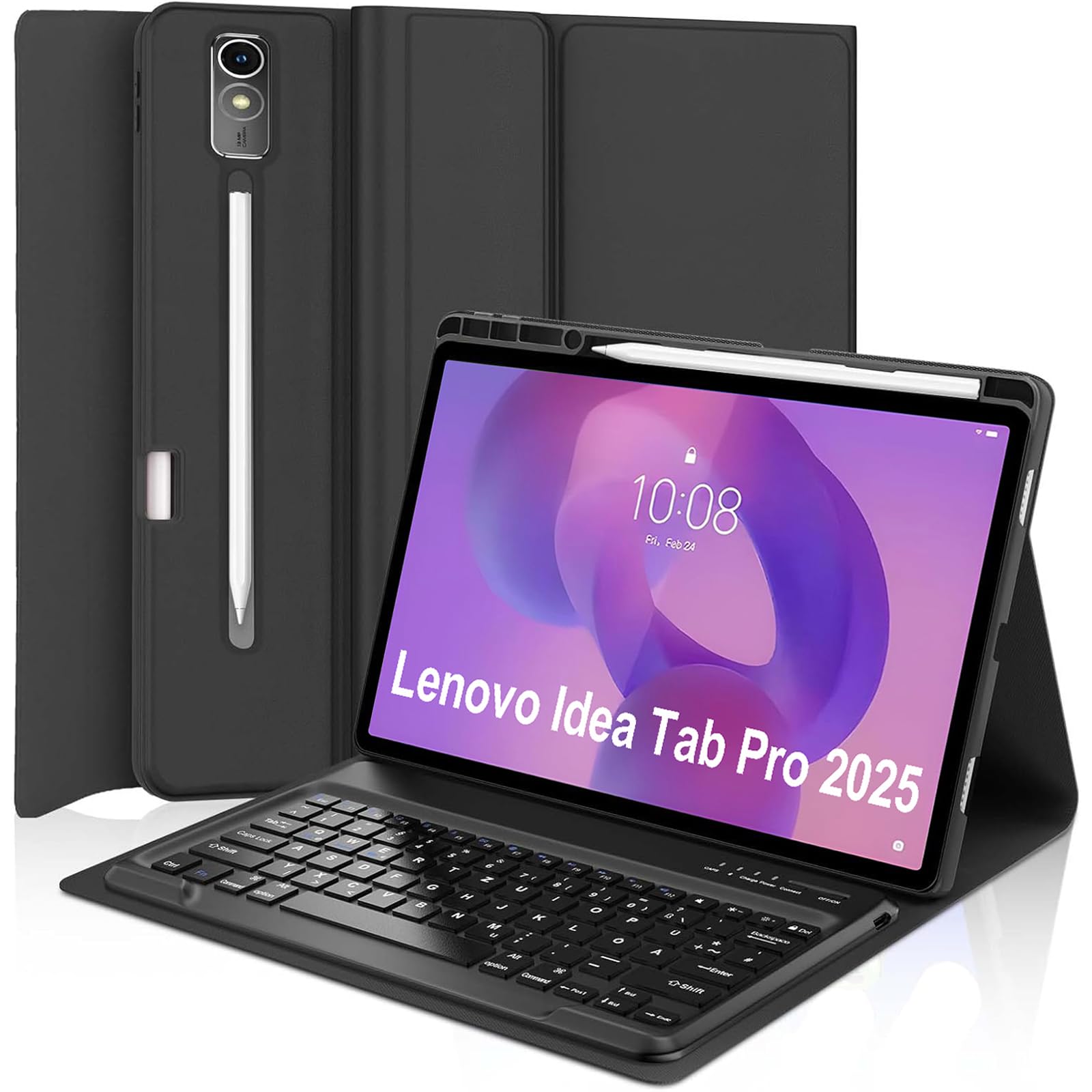 FOGARI Teclado Lenovo Idea Tab Pro 12.7" 2025, Funda Teclado para Lenovo Idea Tab Pro 2025, Español Ñ Teclado Bluetooth Desmontable para Tablet Lenovo Idea Tab Pro 12.7" 2025, Negro