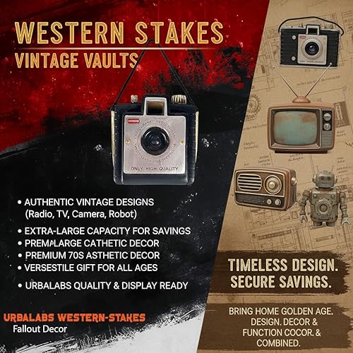 Miniatura 4 de Urbalabs - Alcancía de dinero vintage, TV, cámara, robot, estilo retro, alcancía para niños y adultos, banco grande de monedas, escritorio para