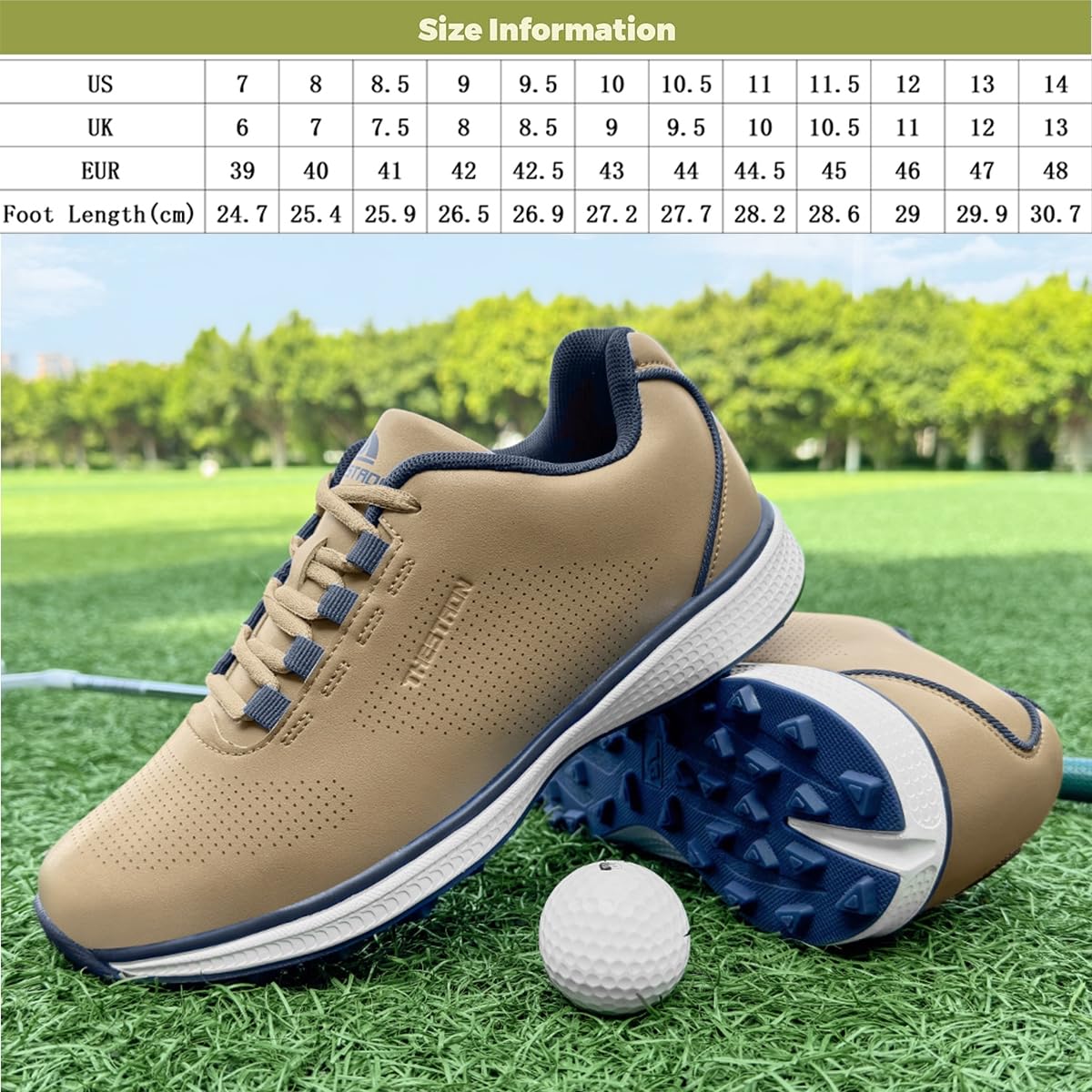 Zapatos de Golf para Hombre Impermeables y Confortables Sin Clavos Zapatillas De Deporte Entrenamiento De Golf Transpirables Y Clásicas
