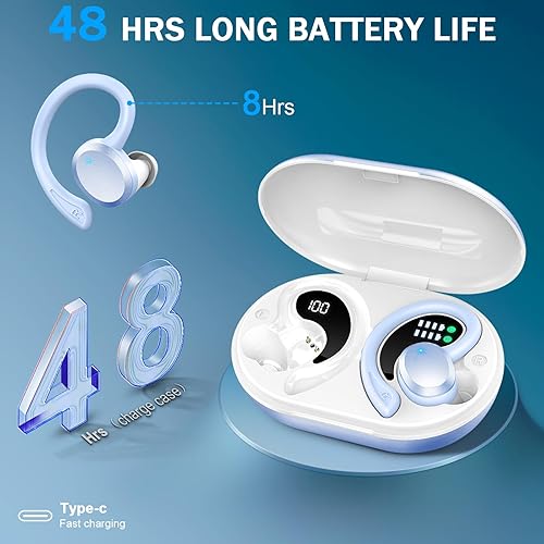Miniatura 4 de Auriculares inalámbricos Bluetooth, auriculares Bluetooth 5.3 con estéreo HiFi inmersivo, auriculares inalámbricos de 48 horas sobre la oreja,