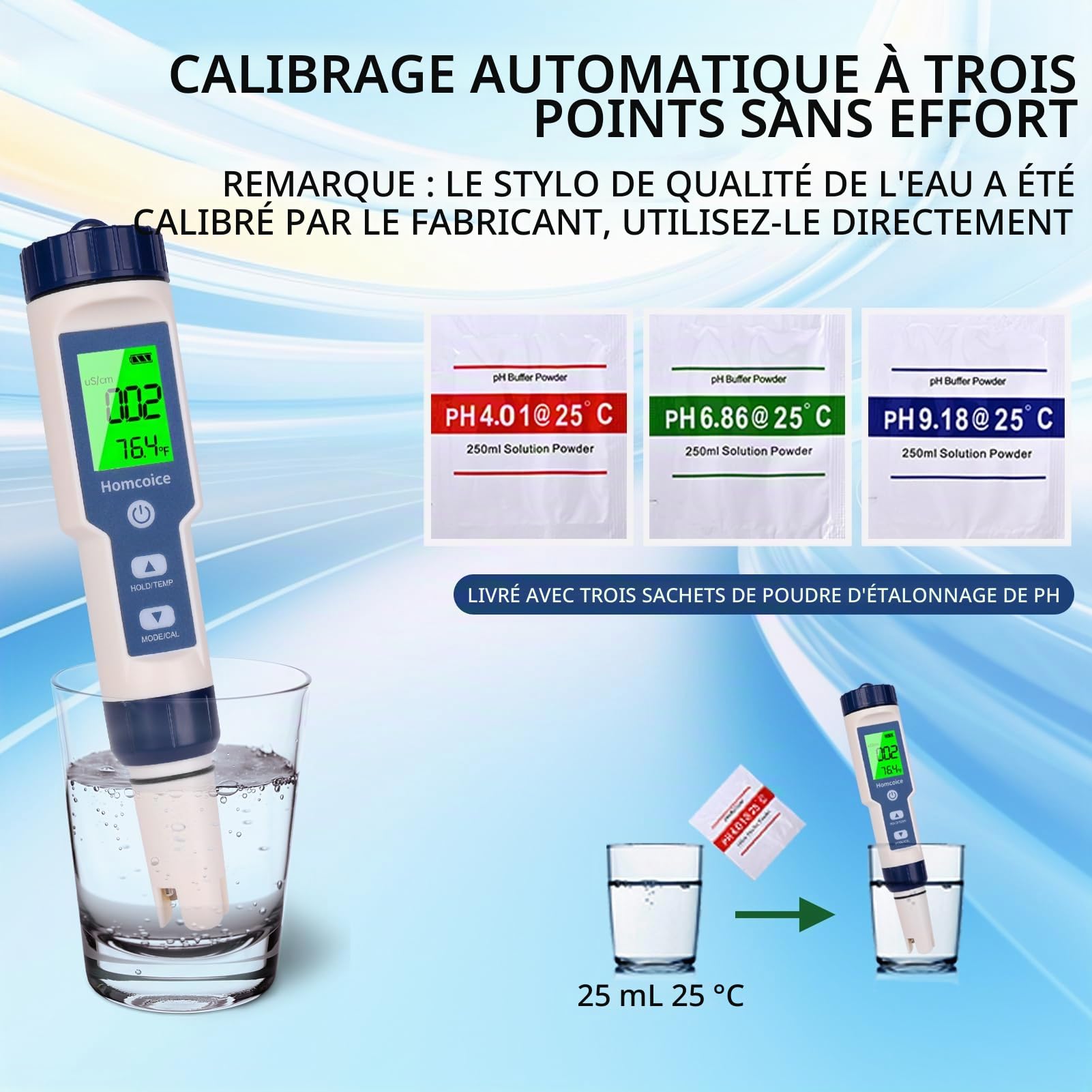 PH Mètre électronique 7 en 1 avec TDS EC Salinité S.G ORP Température, professionnel pH Mètre Piscine IP67 imperméable, 0.01 haute précision Testeur Analyse Eau de Spa avec fonction ATC
