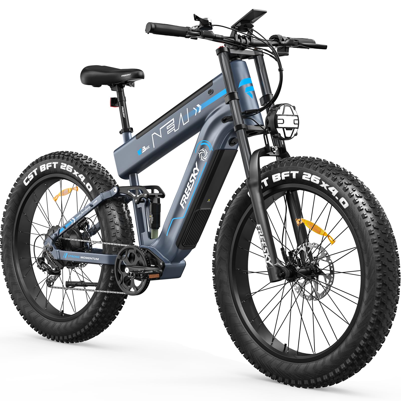 FREESKY Alaska Pro Vélo électrique, 48V 41Ah Double Batterie Amovible, 26" VTT électrique Adulte Velo electrique Freins Hydrauliques Suspension, 140-250km Autonomie, Écran LCD, 7 Vitesses, 25KM/H 250W