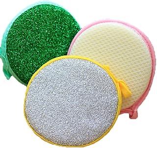 EUBUY 10pcs Double Side Round Shape Metallic Scrub Sponge Dish Pad Cleaner(10pcs)