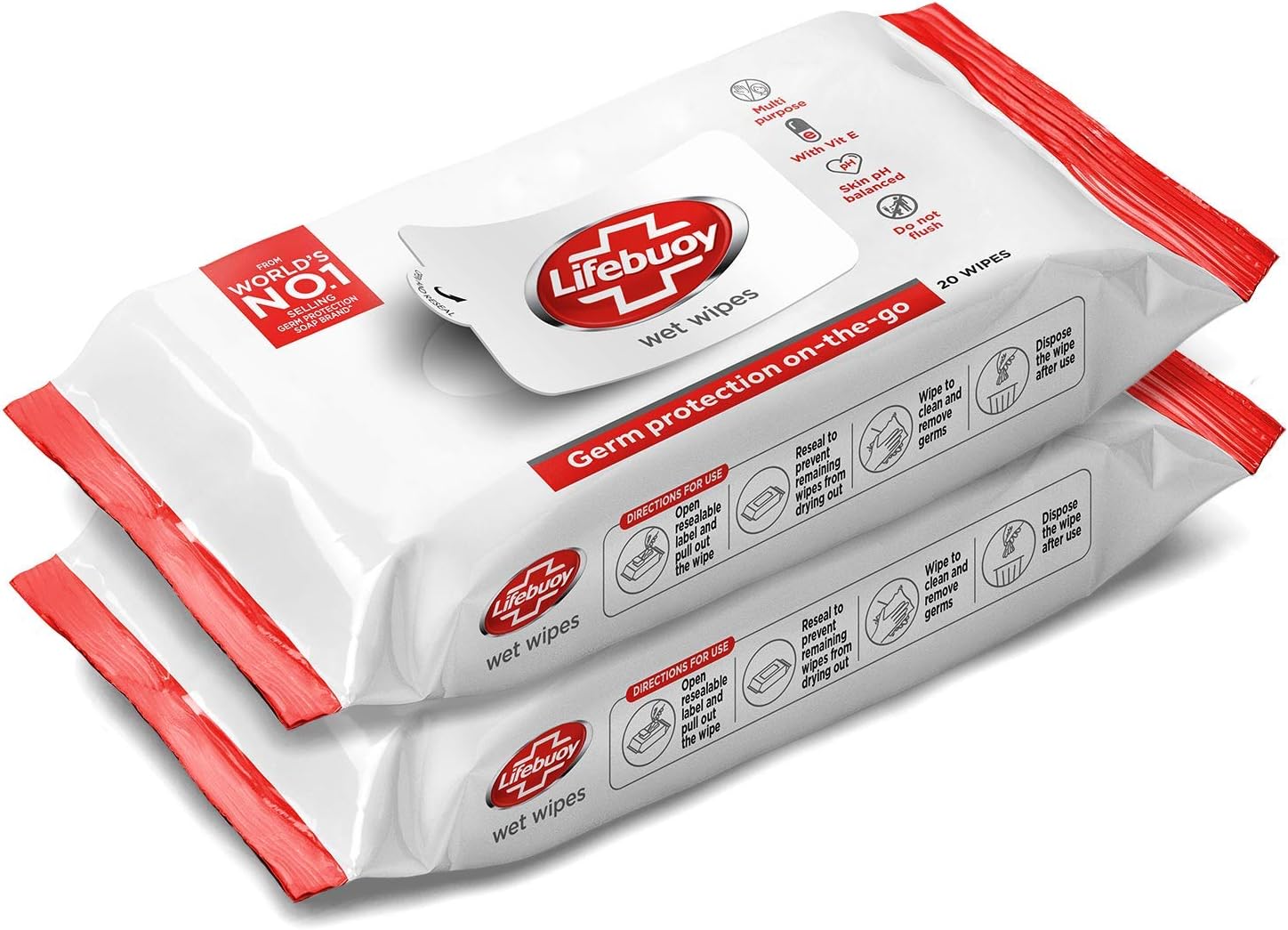 Lifebuoy Wet Wipes Germ Protection On the Go, 50 Wipes (Pack of 2)