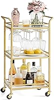 Vista 12 de VASAGLE Carrito de Bar, Carrito de Servicio de Bar para el Hogar, Carrito de Servicio de Bar Pequeño con Estante de 3 Niveles, Portabotellas