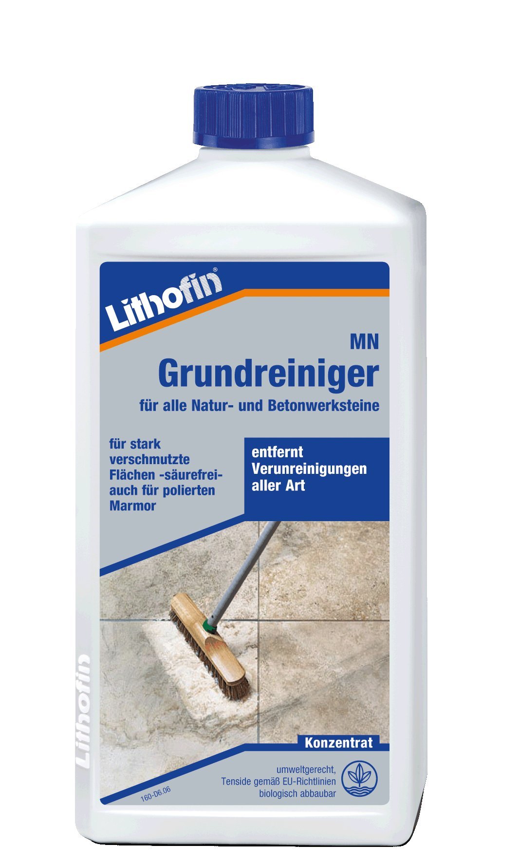 Lithofin MN Grundreiniger Konzentrat für Bodenbeläge, Marmor und Kalkstein stark wirkend bei fettigen Verunreinigungen Säurefrei 1 L