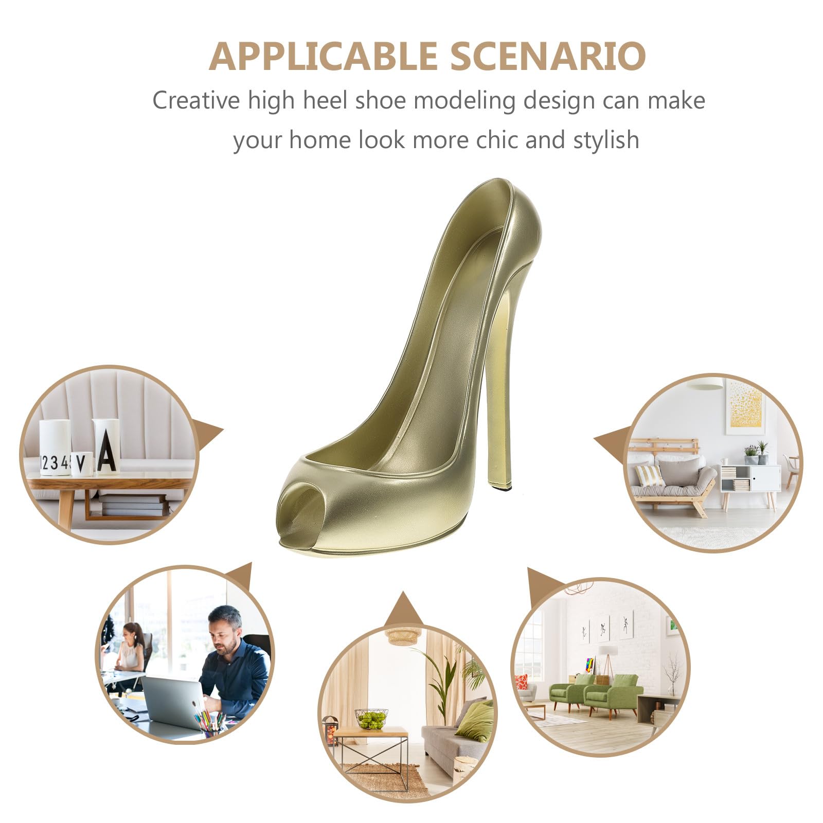 Porte-Bouteille Forme Chaussure à Talon Haut Créatif en Résine Or de Vin Casier Pratique et Élégant pour Décoration Maison ou Restaurant
