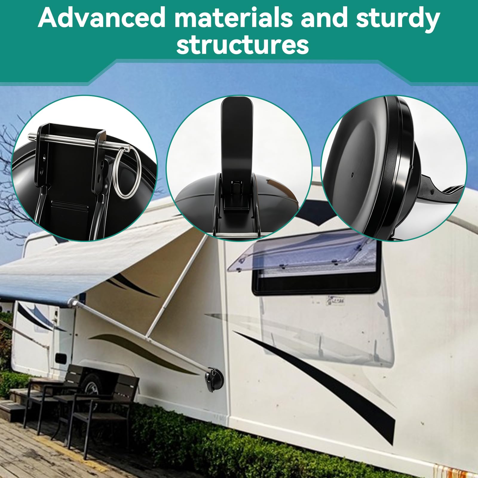 Soporte de pie para toldo, soporte de succión para toldo resistente de 11,5 cm, soporte para pata de toldo sin perforación con correa de refuerzo para autocaravana, furgoneta camper, caravana