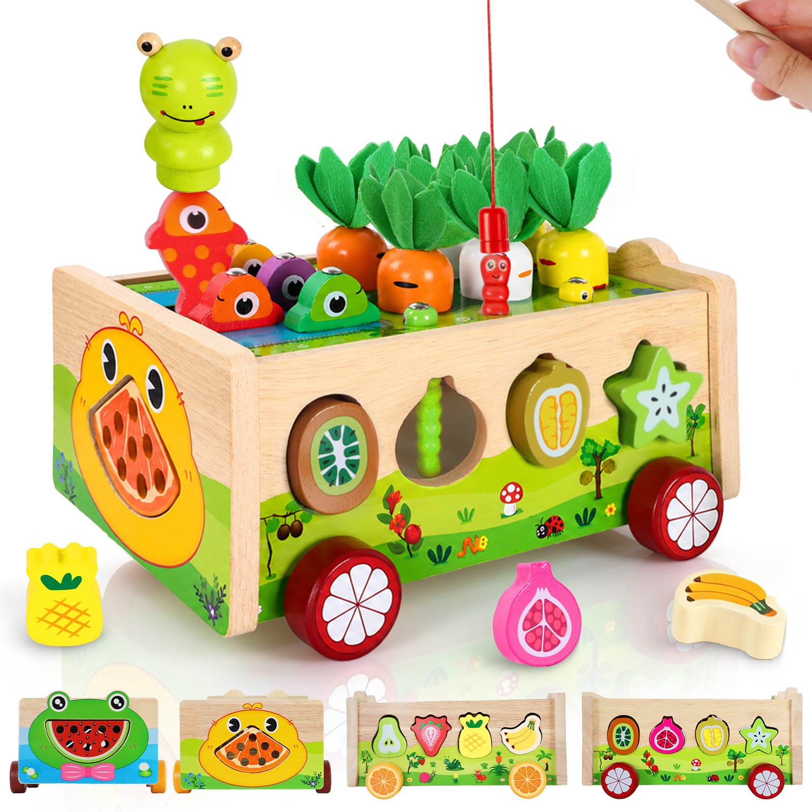 BELEEV Toddler Montessori Toys for 1 2 3 Years Old Boy Girl, 6 in 1 Wooden Shape Sorter, First Birthday Gifts for 1-2 Years, Fine Motor Skills Educational Learning Toys for Birthday, Easter, Christmas