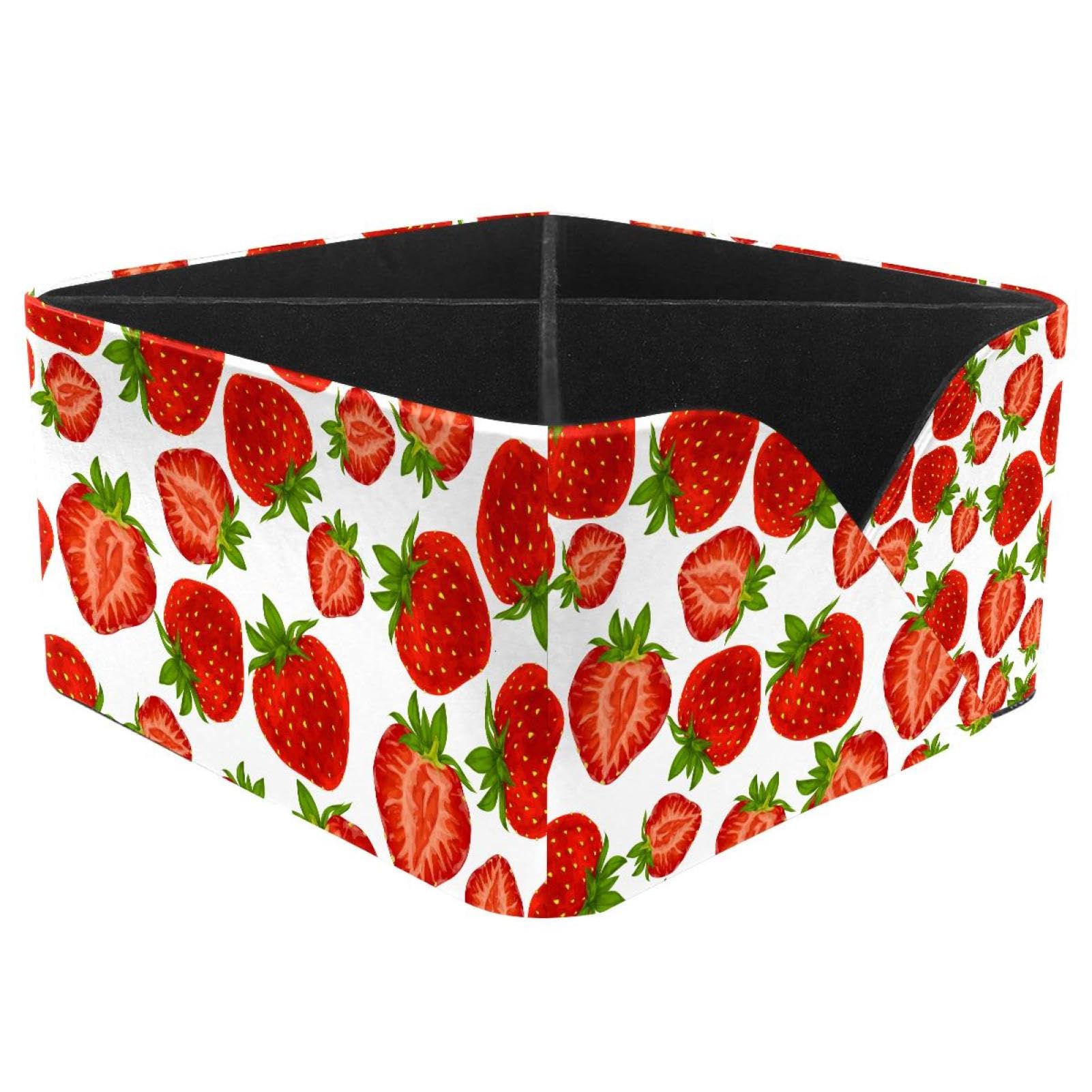 KengjuTesu Cute Strawberries Desktop Organizer Pen Holder, Rectangular Pencil Cup for Office, Study and Makeup Stations