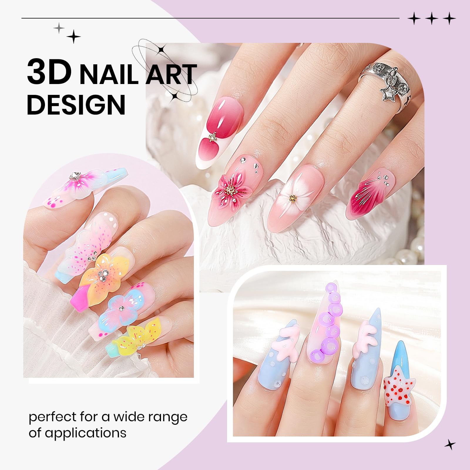 SUPWEE Solid Builder żel przezroczysty biały, nieprzywierający żel 3D Nail Extension 5 g | Żel 3D Nail Art z silikonowym pisakiem i kształtem do paznokci, tłoczenie wzorów do manicure domowego DIY