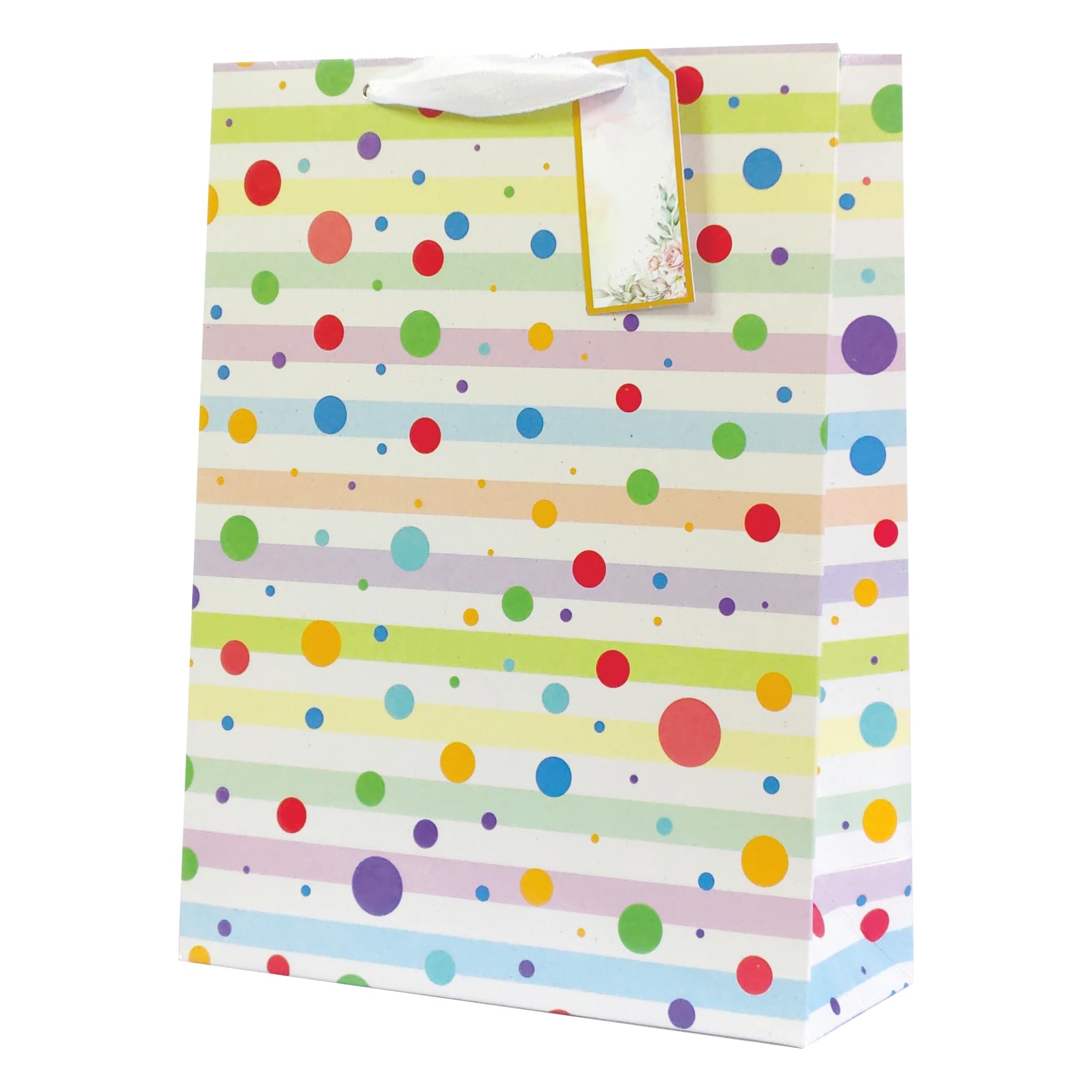 Apex Graphics Gift Bags Medium Size - Paper bags for Gifting - Paper Bags for Return Gift Birthday Christmas Wedding - 9 x 12 x 3.5 inch - Pack of 10 - Polka Dot Design