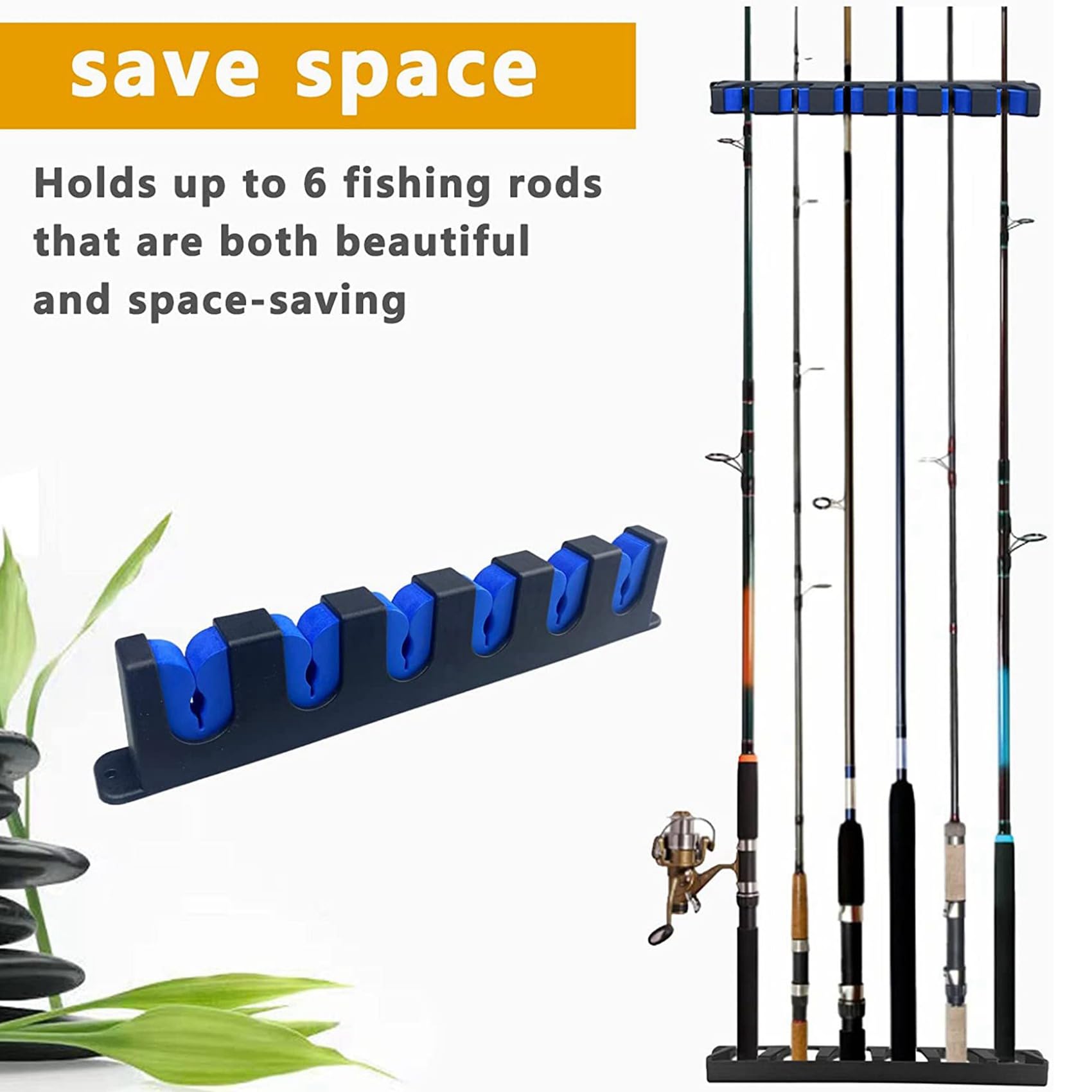4 supporti da parete per porta del garage, canne da pesca, per barche, organizer verticale a 6 canne