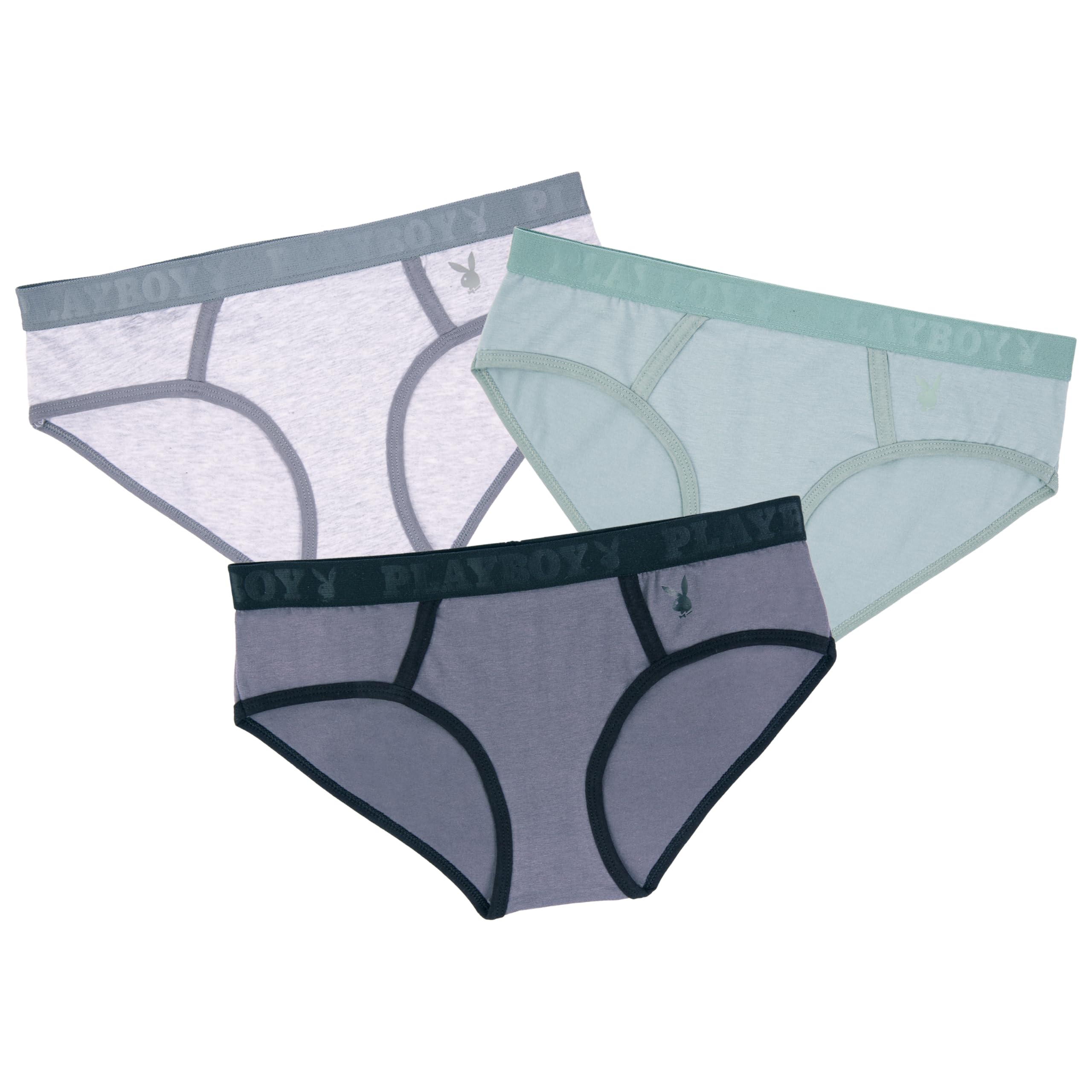 Playboy womens Juniors Ladies Bunny Print Underwear and Sports Bra Sets in Sizes Xxs-xl: Small 3-pack Basic Boyfriend Brief