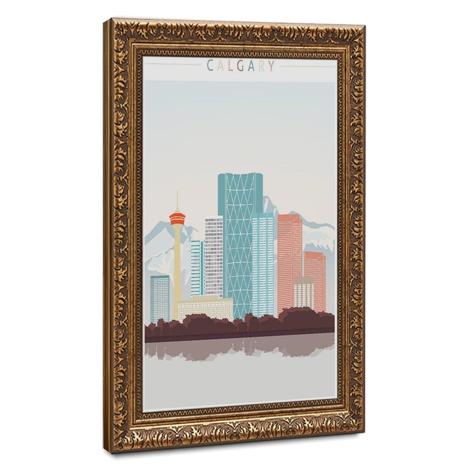 Bareronor Calgary Skyline Poster Canvas Poster Bedroom Decor Landscape Office Room Decor Gift 24" L X 36" W