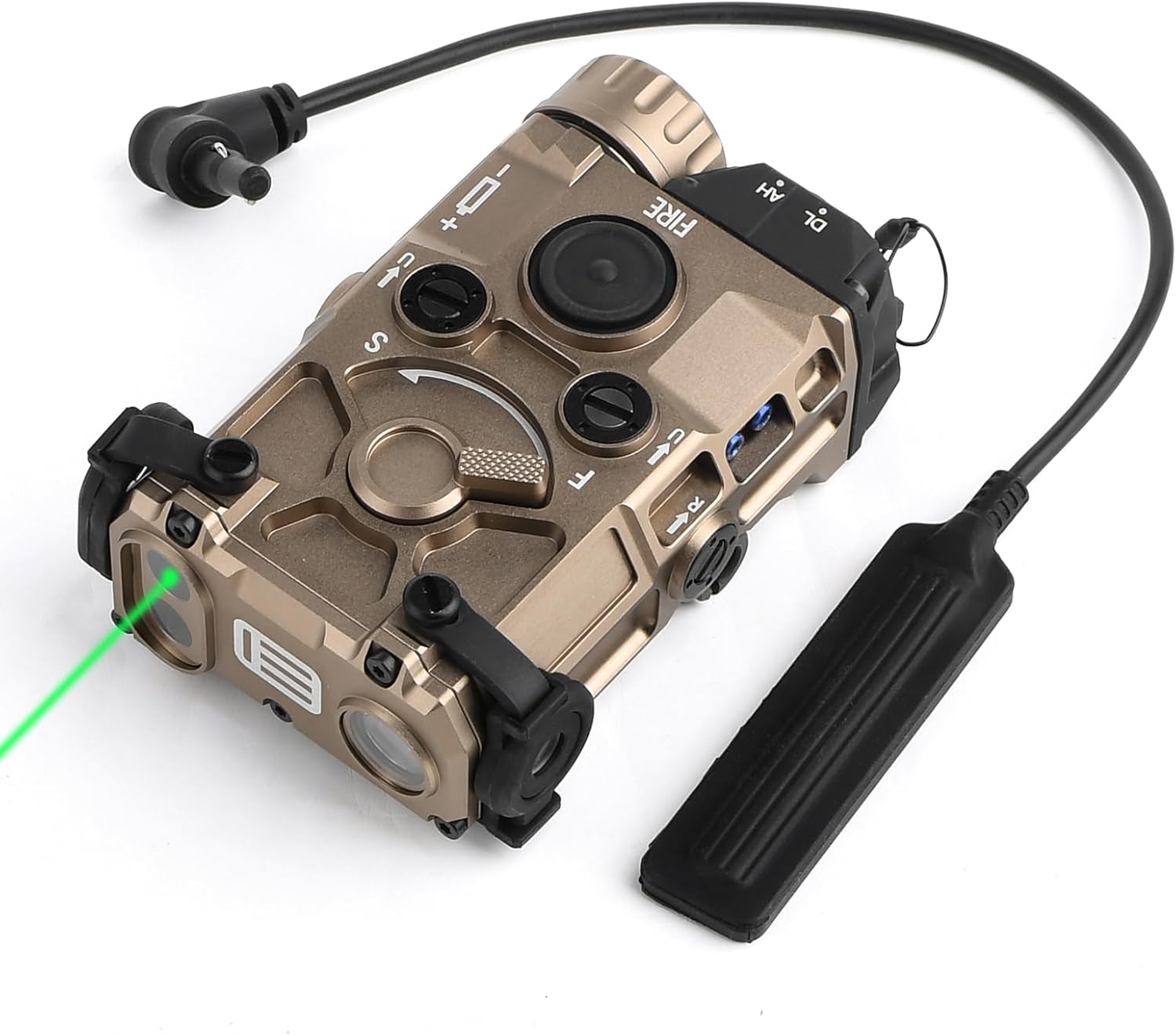 Aluminum Alloy Airsoft Tactical Aiming Red/Green Laser Sight with 8 Modes, Airsoft PEQ Box IR Laser with Adjustable Brightness for AEG GBB CQB, Suitable for 20mm Picatinny Rail