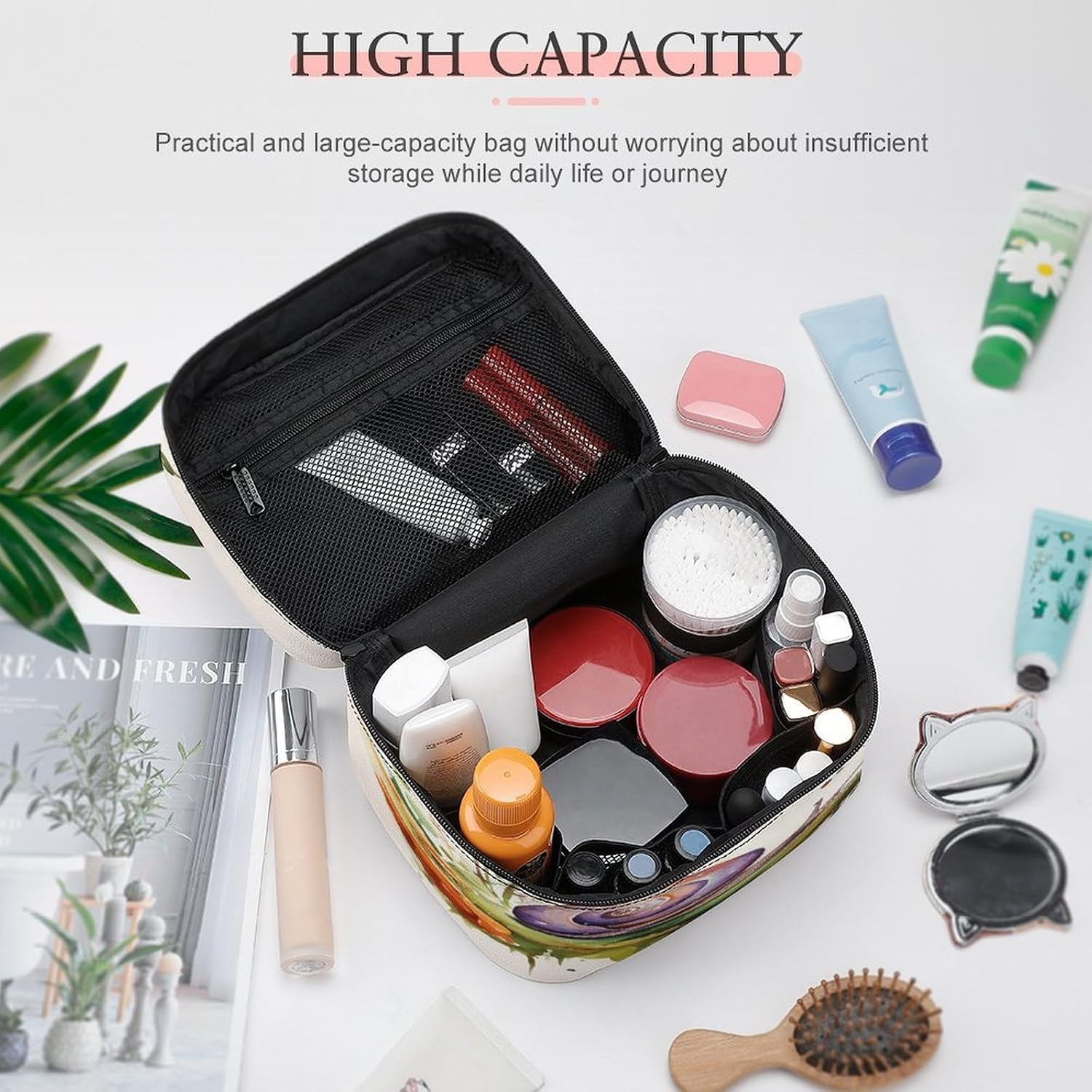 Lovely Snail Makeup Bag Personalized Makeup Pouch Large Capacity Hand-held Toiletry Bags Lightweight Travel Cosmetic Bag Portable Cosmetic Pouch for Women image 4