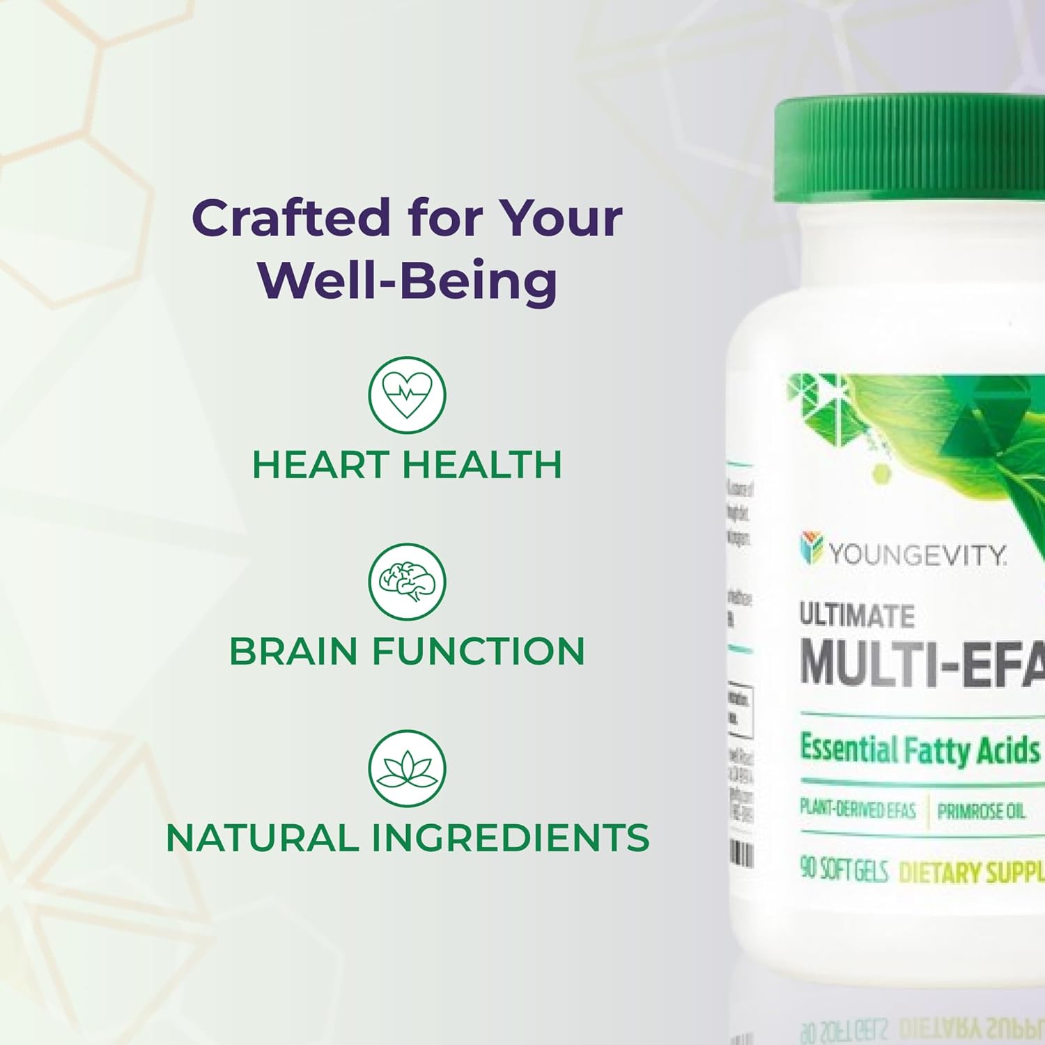 Youngevity Ultimate Multi-EFA™ - Plant Based EFA Supplement - No Fish - Small Softgel for Adults and Children, Evening Primrose - 90 Softgels (Pack of 1)