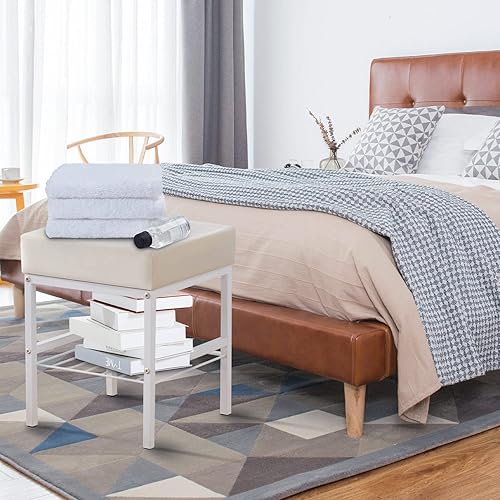 Miniatura 6 de Cpintltr Taburetes de tocador multifuncionales, taburete otomano de terciopelo, taburete otomano para cambiar, taburete de maquillaje, taburete de