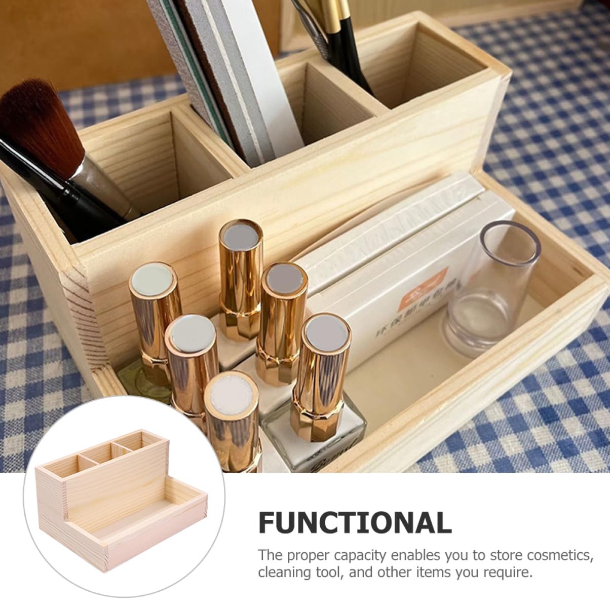 Realizzato in Legno, Organizer per Cosmetici da Scrivania Struttura Robusta e Multi-Scomparto per Risparmiare Spazio