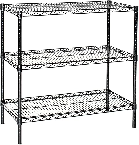 Omega Estantería de 3 niveles negra de 18 pulgadas de profundidad x 48 pulgadas de ancho x 36 pulgadas de alto