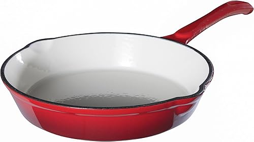 Sartén de hierro fundido esmaltado de 8 pulgadas, color rojo