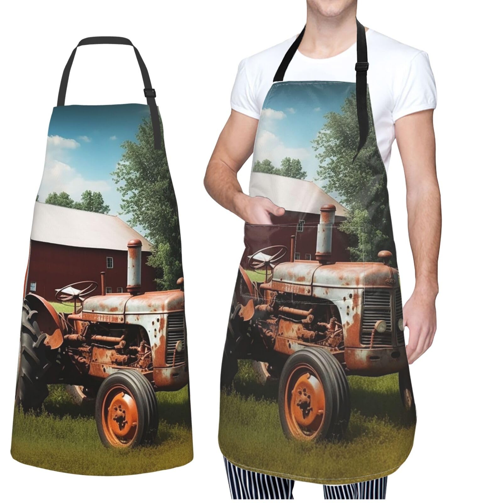 VTCTOASY Adjustable Apron with 2 Pocket Apron for Women Men Pelican Bird Blue Sea Sky Bib Chef Aprons for Cooking, Company Farm Tractor, One Size
