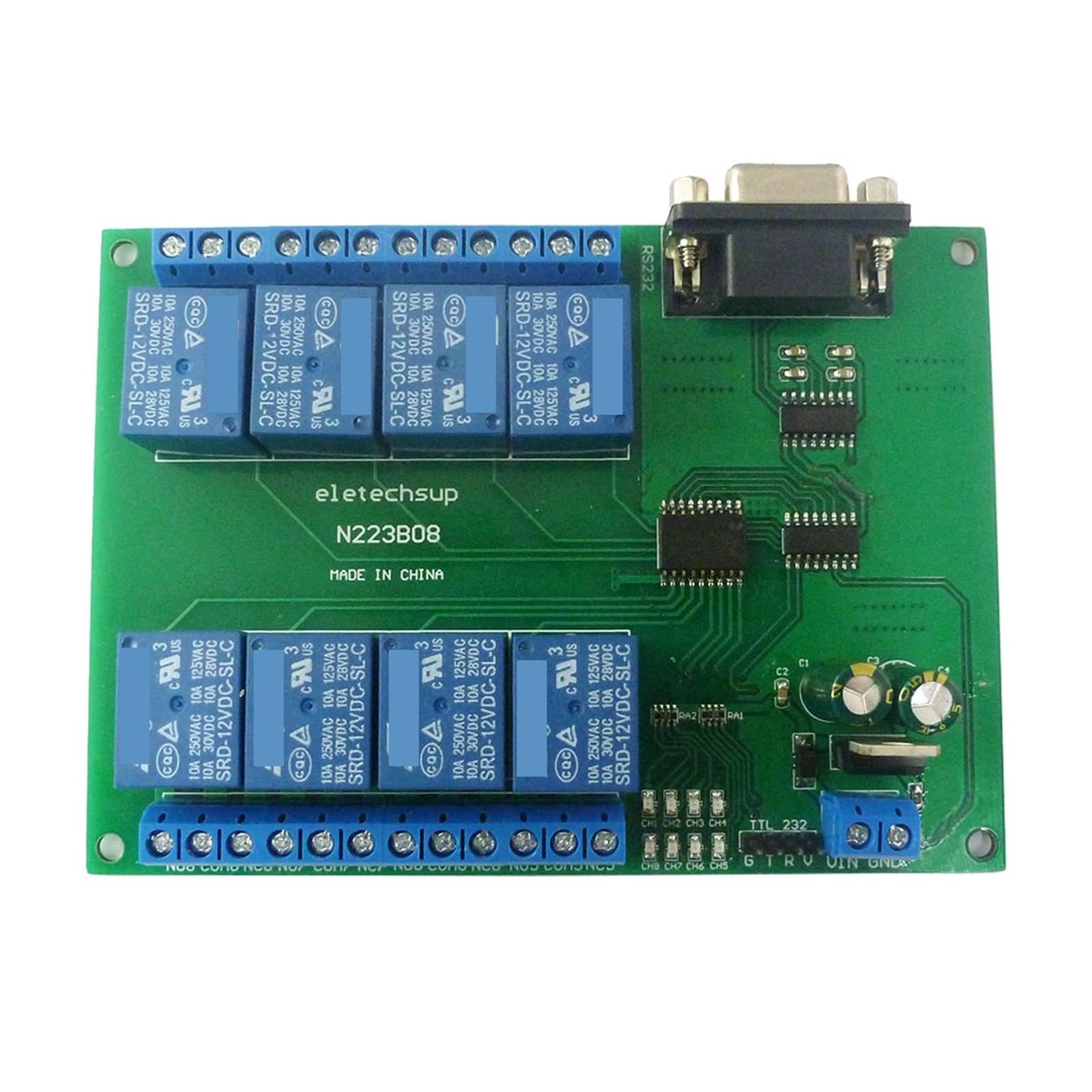 Module relais 12V 8 canaux RS232 TTL232 commutateur de contrôle à distance avec boîtier N223B08