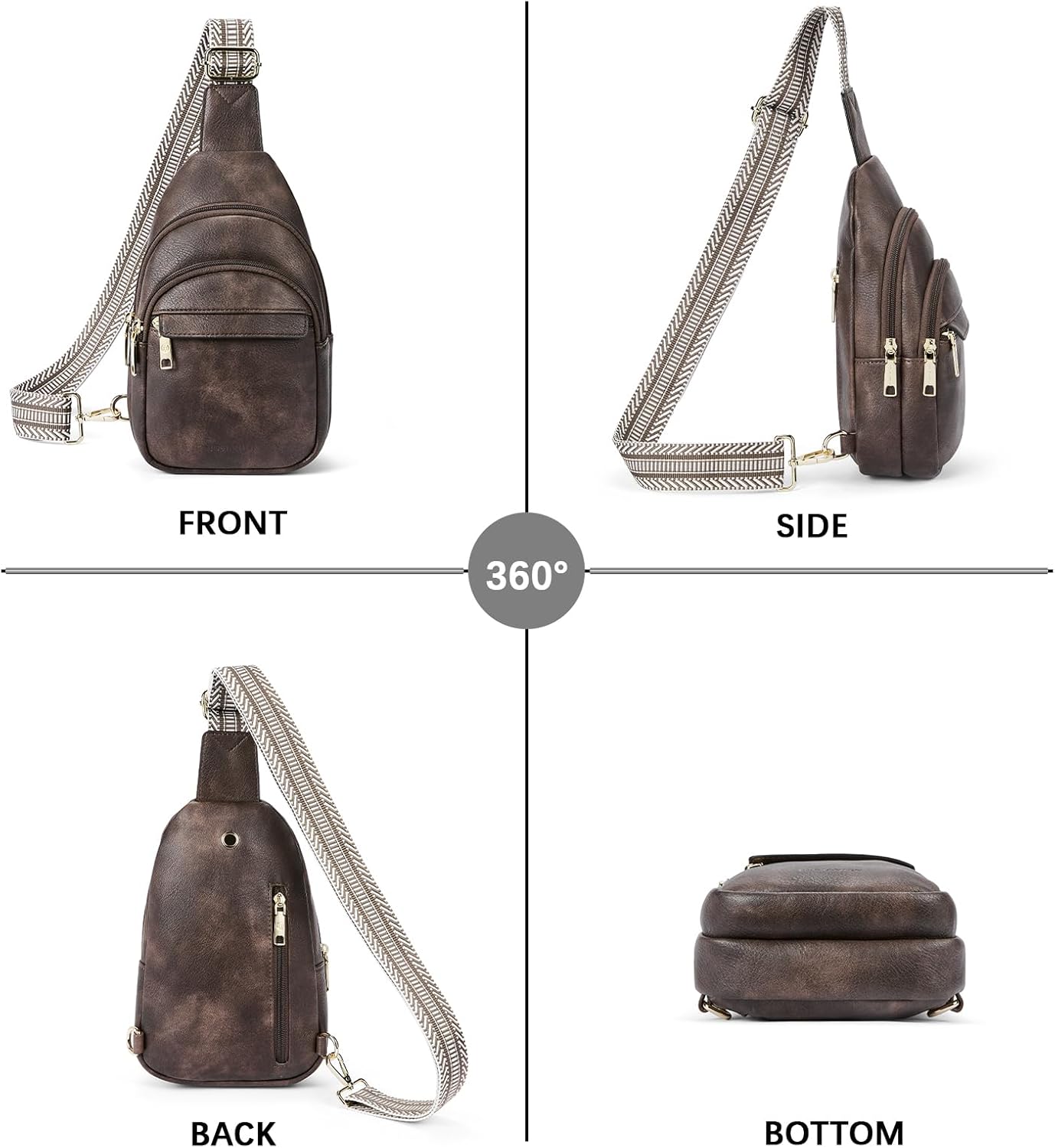 BOSTANTEN Small Sling Bag for Women Leather Crossbody Bags Fanny Pack Chest Bag for Travel - Image 7