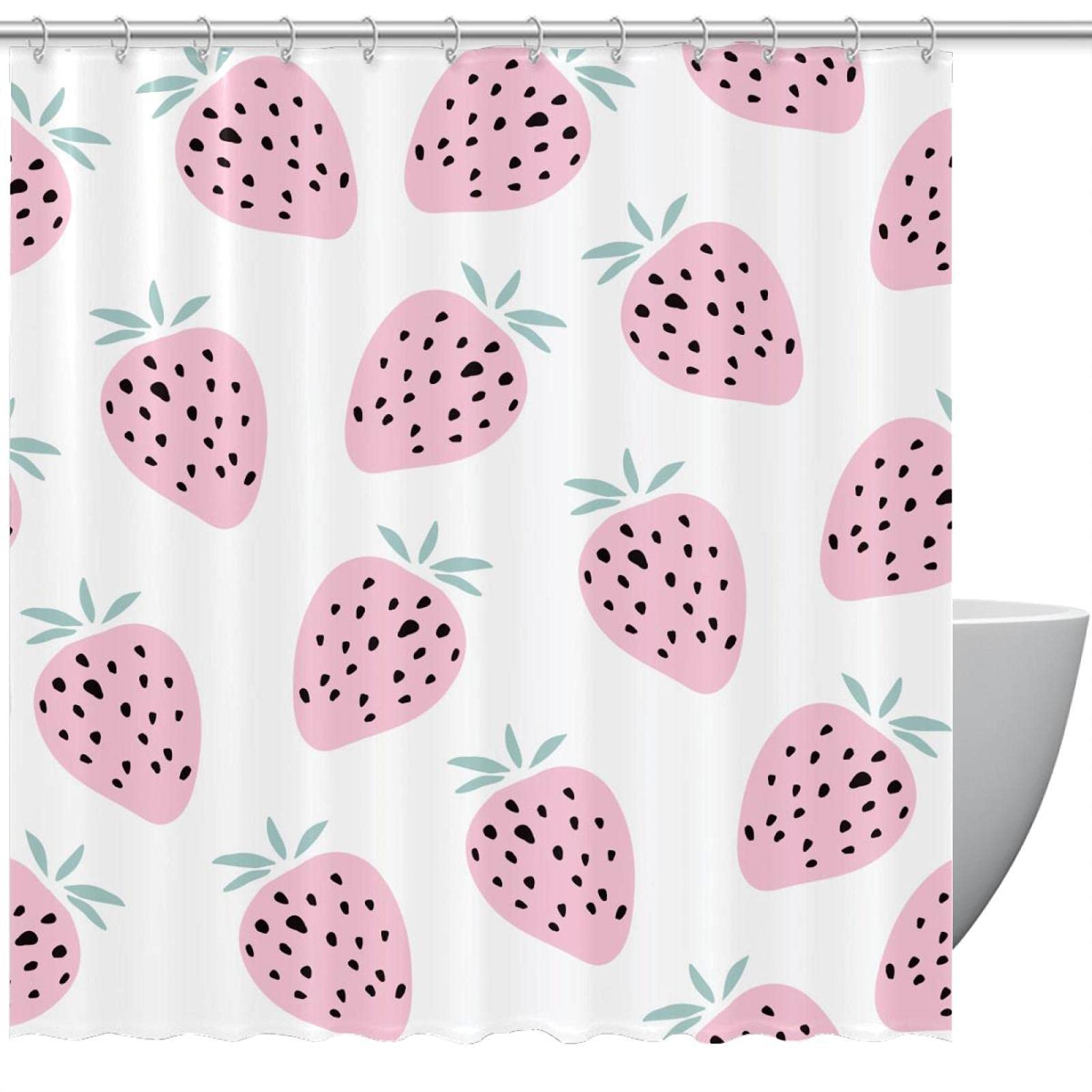 Rideau de douche fruits d'été rose pour une salle de bain vitaminée
