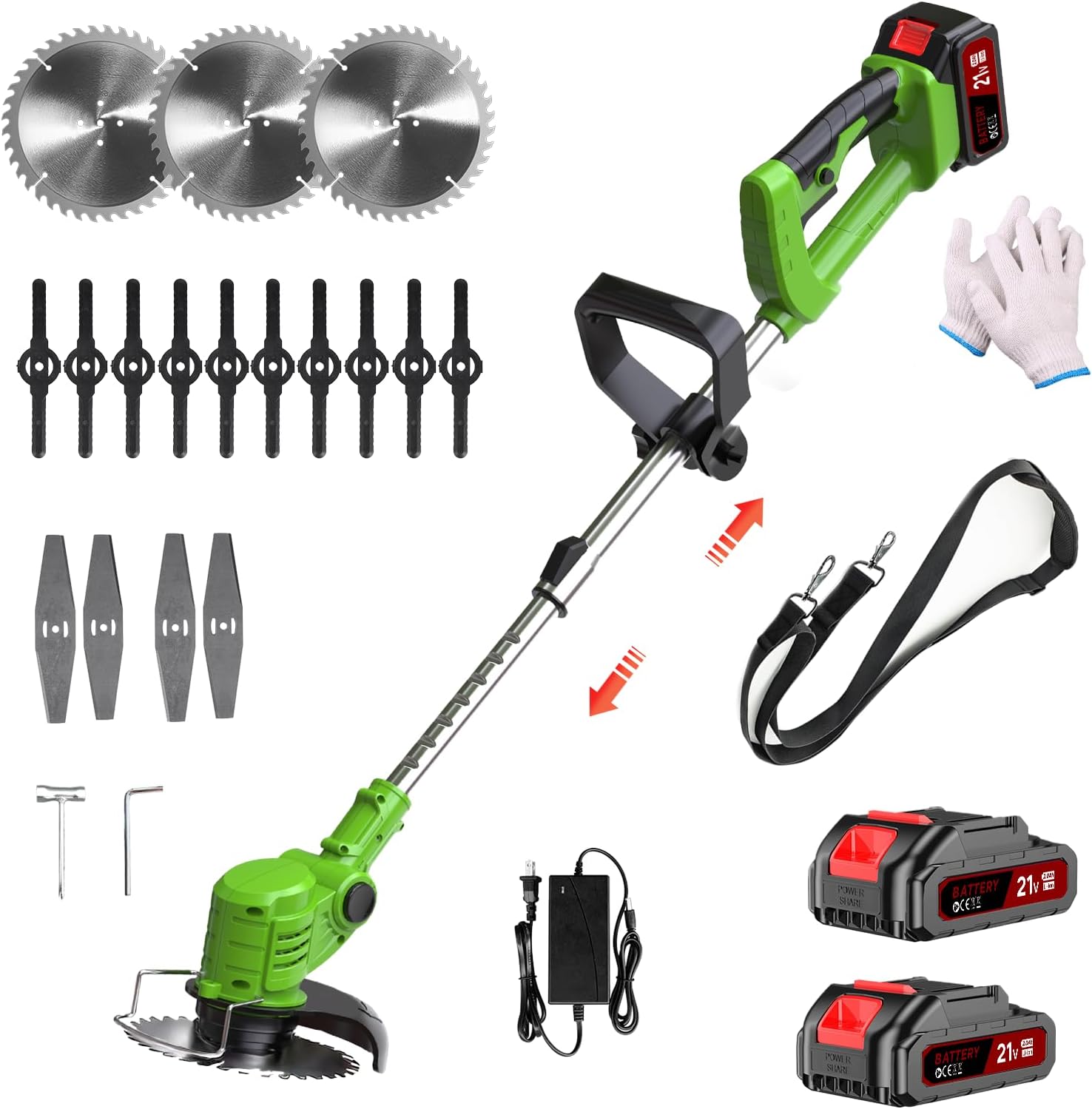 21V Electric Weed Wacker Cordless, 3 in 1 Weed Eater Battery Powered with Charger