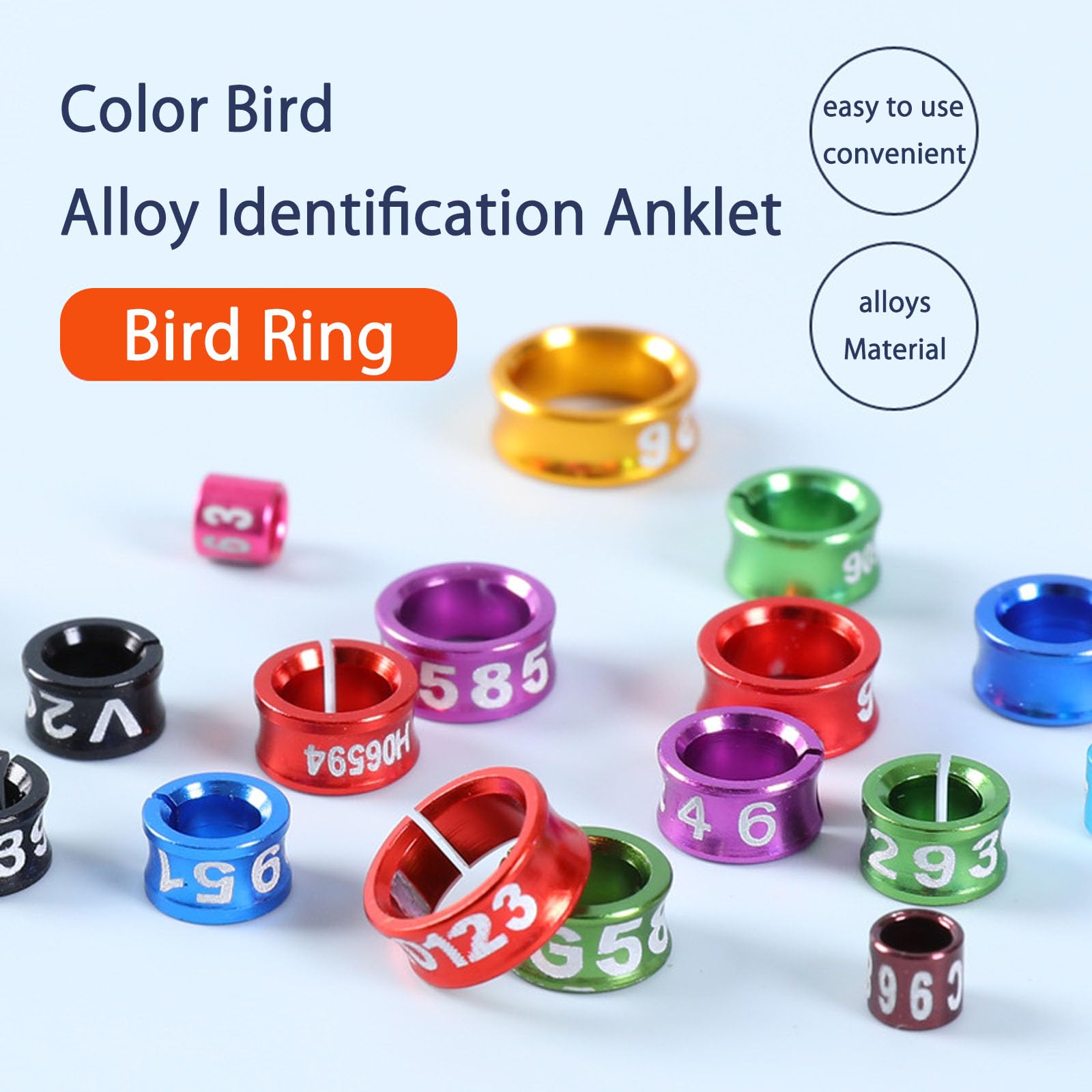Anillos de pie de pájaros Anillos de Colorido de Pierna Cerrada para pájaros de Hibisco, Loros, peonías, Palomas, etc. （100pcs） 50pieces 4.4MM