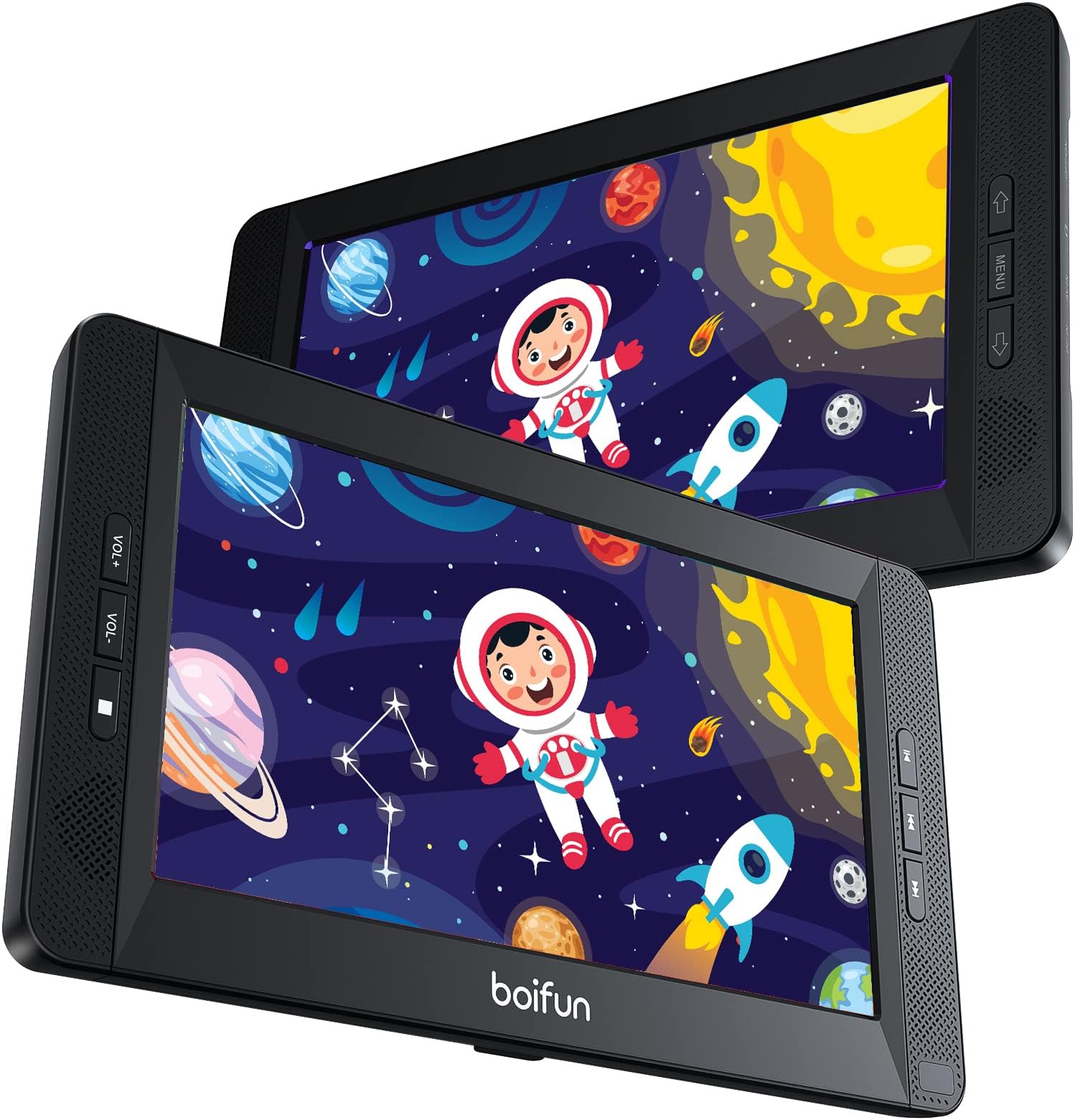 BOIFUN 12.5 inch Portable DVD Player with 10.5 inch HD Screen, Enhanced Brightness to 220cd/m2, 5 Hours Rechargeable Battery, Dual Earphone Jack & Loud Volume, Region-Free