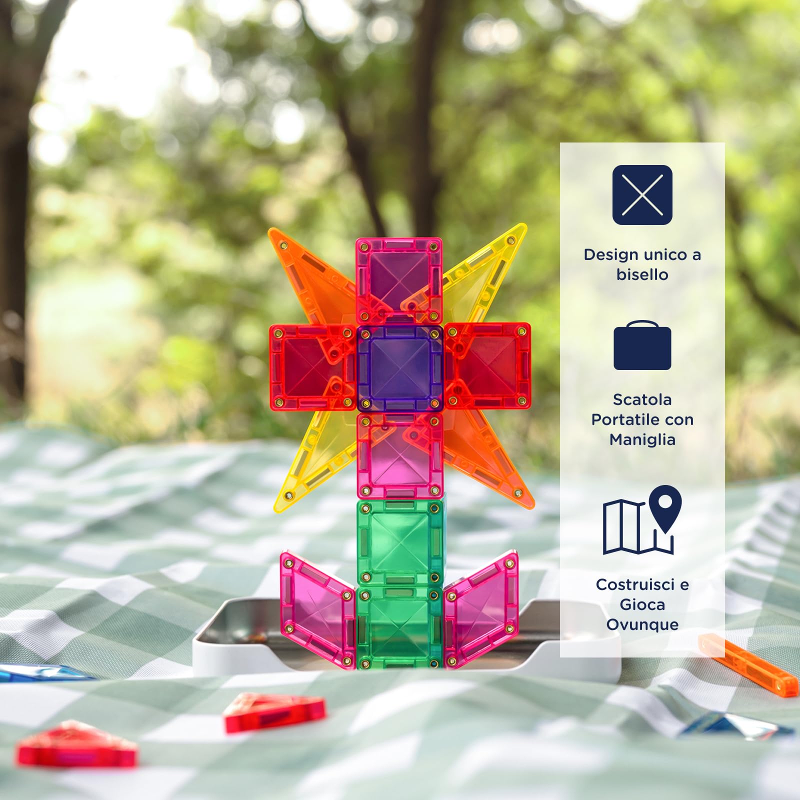 CONNETIX Piastrelle Magnetiche Travel Mini Pack, 32 Pezzi