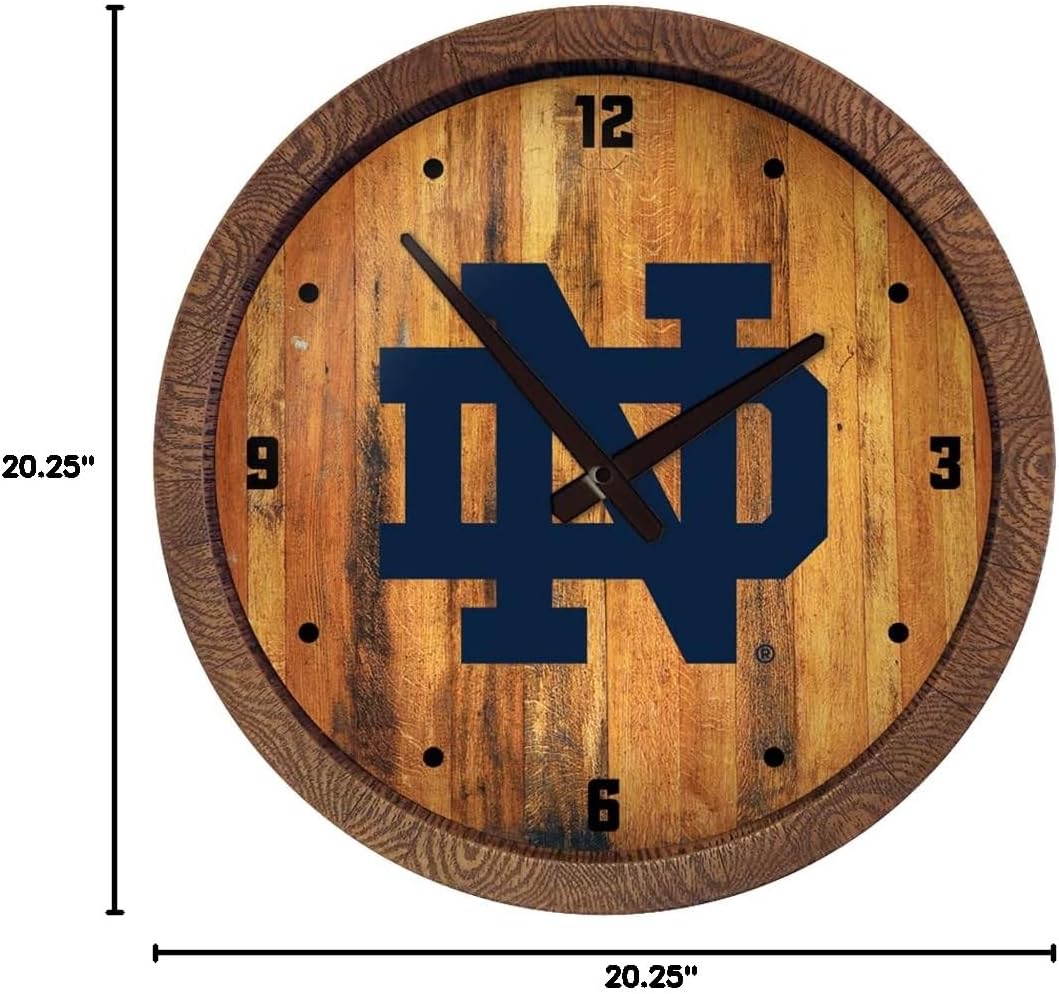 The Fan-Brand Notre Dame Fighting Irish Faux Barrel Top Clock, Gloss/Logo - Team Bar Sign Décor: Home, Dorm, Garage, Office, Fan Cave