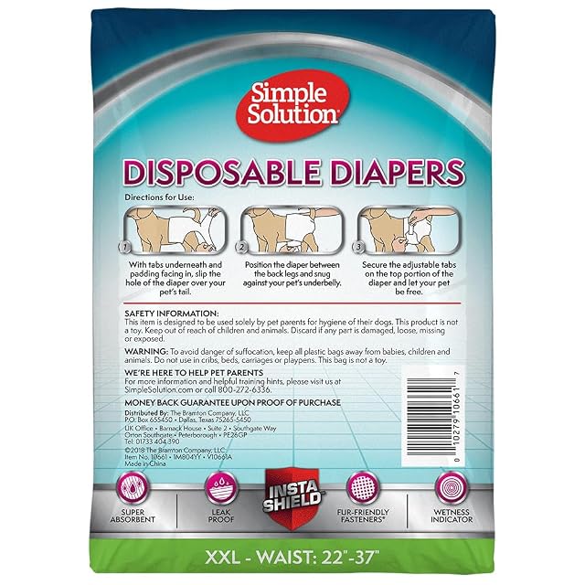 Foto 6 de 6 de Simple Solution Pañales desechables para perro para perros mujeres, superabsorbentes, a prueba de fugas