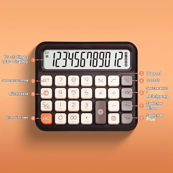 OSALO Large Button Solar Desktop Calculator Brown