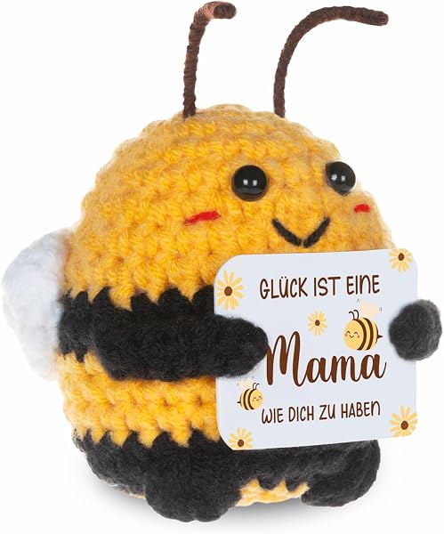 WenmthG Geschenke für Mama Pocket Hug Positive Biene Deutsch Glücksbringer zum Muttertag Weihnachten Geburtstag, Mama Geschenke Geburtstag Bee Happy Biene Positive Kartoffel Deutsch Ersatz - 1 St - 1