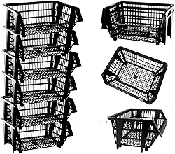 Kit 6 Cestos Expositores Empilhavel Organizador Preto